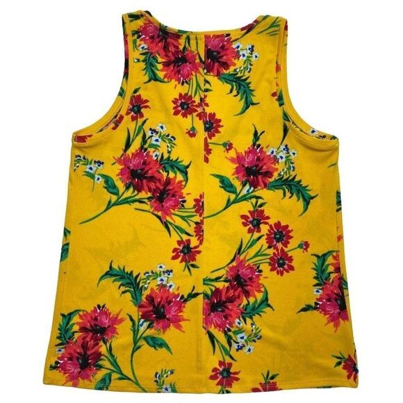 Express Yellow Pink Floral Sleeveless V Neck Stretch Top sz XS - Picture 7 of 7